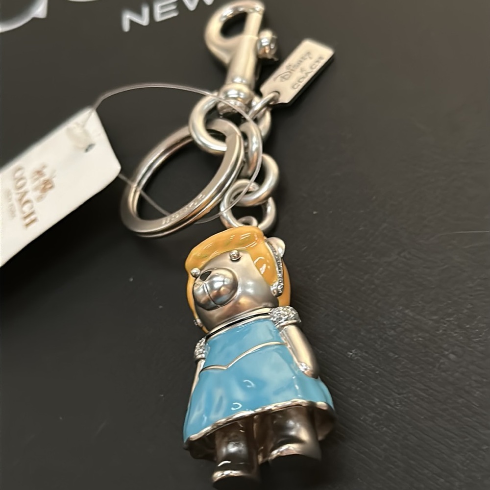 Coach Silver Disney CINDERELLA BEAR Handbag Charm Fob Keychain C0266 Princess - Picture 2 of 9
